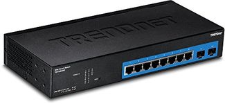 TRENDnet 10-Port Gigabit Web Smart Switch, 20 Gbps Switching Capacity, 8 x RJ-45 Ports, 2 x SFP, Slots, VLAN, QoS, LACP, IPv6 Support, Fanless, Rack Mountable, Lifetime Protection, TEG-082WS