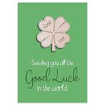 Good Luck Gifts Card with Four Leaf Clover Token Cute Positive Affirmation Keepsake for Students Back to School GCSE Exams Lucky Charm New Job for Friends Daughter Present