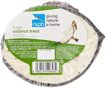 RSPB Wild Bird Coconut Treats with Mealworms, 275 Grams, A Bird Food!!!, Filled in The UK, Supporting The RSPB Charity, Easy to Hang