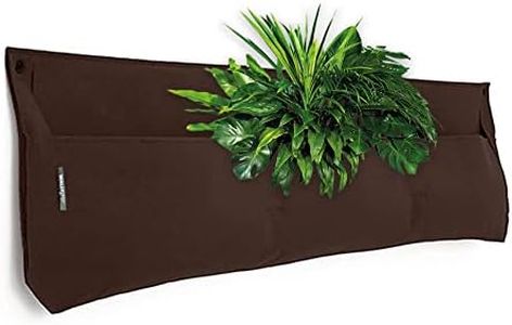 WallyGrow Living Wall Pro 3 Pocket Planter for Indoor or Outdoor Use with Watering Channel, Wall-Hanging Planters for Plant Walls Anywhere (Chocolate)