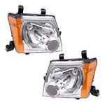 Driver and Passenger Headlights with Chrome Bezels Replacement for Nissan SUV 26060EA025 26010EA025