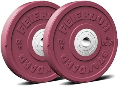 FEIERDUN 2" Color Olympic Bumper Plate Weight Plate for Strength Training - 100% Virgin Rubber (I1) 110LBS Set
