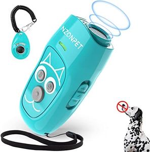 nzonpet Anti Barking Device, Ultrasonic 3 in 1 Dog Barking Deterrent Devices, 3 Frequency Dog Training and Bark Control 16.4Ft Range Rechargeable with LED Light and Wrist Strap - Marrs Green