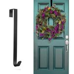 volila Chistmas Wreath Hanger for Front Door - 31cm / 12inches Black Metal Door Wreath Hanger - Multipurpose Wreath Hanger for Christmas Designs and Organized Hanging Hats, Scarves and Coats