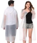 GUKOY Raincoat 2 Pack Rain Ponchos for men women Adults, Reusable Portable rain coat with Hood, White, Average Size