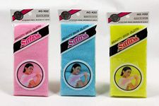 SALUX Nylon Japanese Beauty Skin Bath Wash Cloth Towel 3 Count Mix Pink Yellow Blue (3 Units)