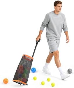Rolling Pickleball Ball Collector with Wheels & Telescopic Handle - Large Capacity Tennis Ball Hopper Basket with Durable Mesh, Portable Ball Retriever for Tennis, Pickleball & Baseball Training
