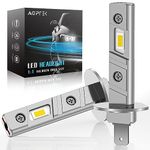 AGPTEK H1 LED Headlight Bulbs, 60W 16000LM 6000K Xenon White Halogen Replacement Bulb 1:1 Mini Size Fanless Car Conversion Kit CPS Chip Temperature Control, Non-polarity Plug and Play, Pack of 2