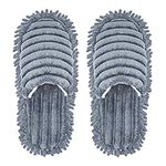 Unisex Microfiber Slippers Floor Cleaning Mop Men and Women House Dusting Slippers Floor Dust Dirt Cleaning Slipper, Grey, 9-11