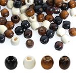 200Pcs Large Hole Barrel Wood Beads, BetterJonny 16x16-17mm Natural Wooden Dreadlock Hair Braid Beads Spacer Beads Bulk for Macrame Rosary Bracelet Jewelry Craft Making, Hole: 5mm