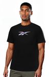 Reebok Men's Black T-Shirt |Training | ColourBurst Vec Perf Tee | Round Neck | Regular Fit | Half Sleeve | 100% Polyester with Speedwick tech