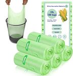 100 x 10 Liter Green Bin Bags, 18.9 * 23.2in Portable Food Waste Bags Small Kitchen Bin Liners Food Caddy Bags with Handle for Office Bathroom Kitchen Garbage Bin