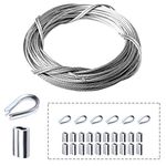 Amadget Stainless Steel Wire Rope, 316 Marine Grade Cable Railing Kit, Aircraft Rope & Picture Hanging for Railing, Decking, Boat Marine Hardware (1/8" x 33 Feet)