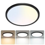 libtit 13 Inch Flush Mount Ceiling Light, Ultra-Slim LED Ceiling Light 3000K/4500K/6000K Selectable, 3200 LM 28W Modern Ceiling Light Fixture for Bedroom, Kitchen, Bathroom, Hallway - Black