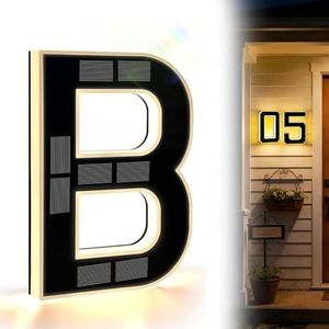 Solar-Powered Outdoor House Number Light, 2026 New 6.7 Inch Solar Lighted House Numbers for Outside Lighting, Personalized Backlit Number for Home Exterior Apartments Hotels Factories (B)