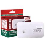 Hispec HSA/BC/10 Lihtium Battery Powered Carbon Monoxide Detector, Electrochemical Sensor, 50ppm Warning, 10 Year Life, UKCA & CE Compliant