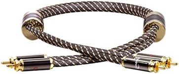 Dynavox Black Line High-End RCA Cable Stereo Premium RCA Cable with Multiple Shielding, High-Purity Copper, 24 Carat Gold-Plated Connectors, 0.6 m