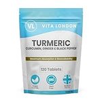 Turmeric Tablets 4000mg with Circumin, Black Pepper & Ginger | 360 High Strength Vegan Turmeric Tablets (Not Capsules or Powder) | 6 Month Daily Supply | Turmeric Supplement | Made in UK