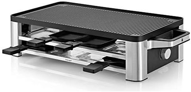 ERNITERTY WMF Lono Raclette Grill mit Pfännchen und Schiebern, Raclette 8 Personen, edelstahl matt, 1500W, White, (415040011)