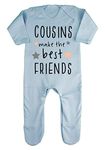 Cousins make the best friends (stars style) [BBY7] baby romper jumpsuit with feet, 0-3 months, Pastel Blue