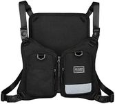 Chest Rig Bag Hip Hop Adjustable Crossbody Bags with Reflective for Men Women Fitness Hiking Cycling Camping Climbing Running (Black)