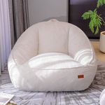 UODERS Bean Bag Chair for Adults & Kids, Giant Plush Corduroy Beanbag Sofa with Filling, Comfy Chairs with Handle for Living Room, Bedroom, Reading & Gaming(L-Ivory)