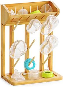 SpaceAid Bamboo Baby Bottle Drying Rack, Space Saving Kitchen Bottles Holder Organizer for Baby Bottle Rack Dryer Storage Accessories (Natural, 9 Bottles)