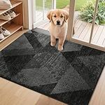 COSY HOMEER Dirt Trapper Door Mat for Indoor 60 x 90 cm, Dirt Trapper Front Door Mat, Polyester Welcome Mat Entrance Rug, Absorbent Non-Slip Indoor Doormat Machine Washable, Black