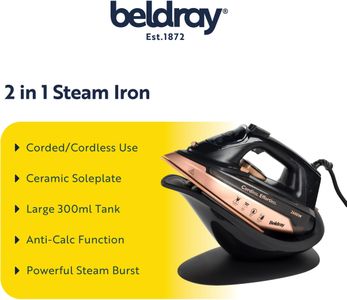 Beldray 2-in-1 Cordless Steam Iron – Lightweight, Portable