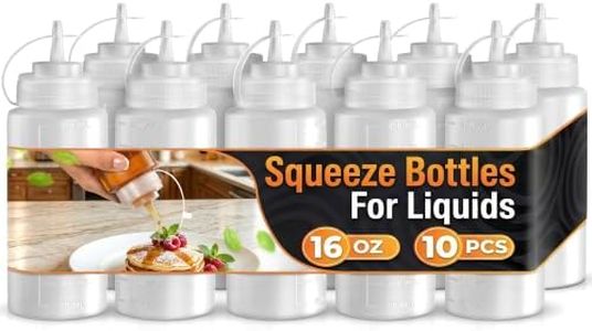 10-Pack Plastic Condiment Squeeze Bottles 16 oz – Refillable Squirt Bottles with Narrow Tip, Leak-Resistant | Great for Oil, Sauces, Ketchup, Mayonnaise, Syrup, Dressing, Holiday BBQ, & Home Dining