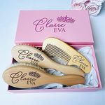 Personalized Wooden Baby Brush Set | Wooden Baby Brush and Comb Set| Personalized Baby Gift | Personalized Baby Gift Girls Girls | Princess Crown