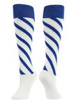 TCK Candy Stripes Knee High Softball Socks (White/Royal/Royal, Medium)