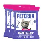 PetCrux Smart Clump Cat Litter 15kg, 3 Packs of 5kg, Lavender & Lemon Scented, 100% Natural Bentonite Clay, 99% Dust-Free, Rapid Clumping & Odour Lock, All Cat Breeds