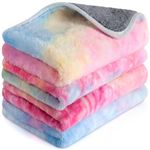 Namalu 4 Pcs Waterproof Guinea Pig Blankets Washable Small Animal Fleece Bedding Absorbent Guinea Pig Cage Liners Reusable Pet Pee Pad Sleep Mat for Hamster Ferret (Tie Dye Pattern,24 x 16 Inch)