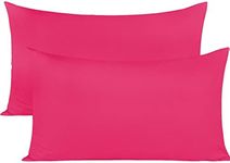 BEDSUM Microfiber Queen Pillowcases Set of 2, Soft Wrinkle Resistant and Easy Care Pillow Cases with Envelope Closure for Kids, 20x30 inches, Magenta