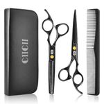 CIICII Hair Cutting Scissors Shears Kit, Professional Barber Haircut Scissors Set (6.7 Inch Hair Beard Hairdressing Trimming Haircutting Thinning Shears) for Men Women Hairdresser Home Salon (Black)
