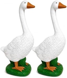 SHEHIM Set of 2 Resin Porch Goose Statue, 23'' Large Outdoor Garden Decor