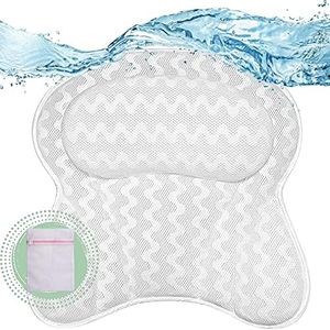 Bath Pillow Australia - Soft Luxury Ergonomic Cushion for Bathtub – Supports Head, Neck & Shoulders for a Relaxing Home Spa Experience - Strong Suction Cups, Drying Hook – Bonus Wash Bag – New Design by Australian Business LyfeFx