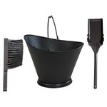 Sunnydaze 5-Gallon Fireplace Ash Bucket with Shovel and Brush - Iron Ash Bucket for Indoor Fireplaces or Outdoor Fire Pits