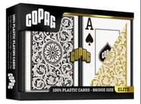 Copag 1546 100% Plastic Bridge Playing Cards, Jumbo Index Black & Gold Backs Twin Pack