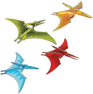 Fun Express Dinosaur Birthday Decorations Hanging Ceiling Decor - Pterodactyl Flying Dinosaur Party Supplies Set of 4 | Dino Birthday Party Decorations for Kids Room Themed Events