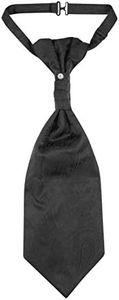 Vesuvio Napoli PreTied ASCOT Paisley Solid BLACK Color Cravat Men's Neck Tie