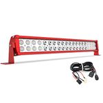 YITAMOTOR YITAMOTOR Red 24 Inch Flood Spot Combo LED Work Light Bar with Wiring Harness for Offroad Driving Jeep SUV Truck Car ATVs 4x4 4WD Boat 120W