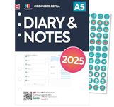 2025 A5 size Diary & Notes organiser refill insert | Filofax A5 COMPATIBLE | English | Weekly/monthly | A5 organiser refill (0232)