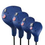 FRANKTECH Golf Head Covers, EVA Plastic Golf Club Covers for Driver Fairway Woods Hybrid, Driver Headcover with Pins, Fit All Right-Handed Golf Clubs, Easy On Off, Washable