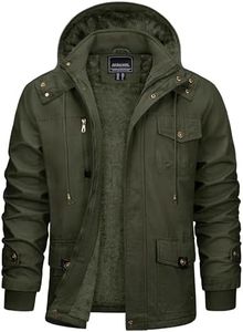 CRYSULLY Men'S Winter Jacket Ski Snow Waterproof Fleece Lined Hooded Coats Snowboard Warm With Pockets Army Green 2XL