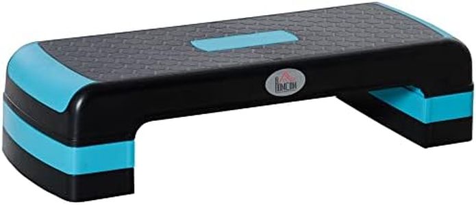 HOMCOM Stepper aérobic fitness hauteur réglable 3 niveaux surface antidérapante plastique 78 x 28 x 20 cm noir et bleu