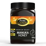 Pure Gold - Manuka Honey - 525+ MGO Certified Premium - 500g - New Zealand, Ethically Sourced, Raw & Unpasteurised - Naturally Made by Bees & Home Traceable - 1 Pack