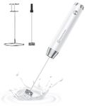 Maestri House Rechargeable Milk Frother, Handheld Electric Foam Maker Waterproof Detachable Stainless Steel Whisk Drink Mixer Foamer with Stand, 2 Whisks for Lattes, Cappuccino