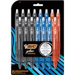 BIC Velocity Gel Retractable Pen, 0.7mm, Assorted Ink, 15 Count (RLCP151-Ast)